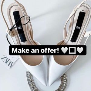 ZARA Pointed toe metal trim slingback heels